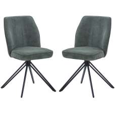 Arta Fabric Dining Chairs In Pair - Green - UK