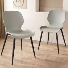 Arta Curved Plastic Dining Chairs In Pair - Grey - UK