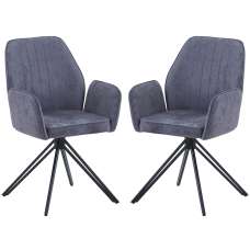 Arta Fabric Dining Chairs In Pair - Grey - UK