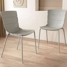 Arta Plastic Dining Chairs In Pair - Grey - UK