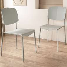 Arta Grey Straight Plastic Dining Chairs - Pair - UK