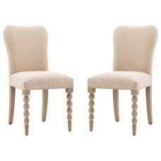 Arta Natural Fabric Dining Chairs In Pair - UK
