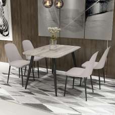 Arta Grey Wooden Dining Table 4 Curve Plastic Calico Chairs - UK