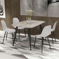 Arta Grey Wooden Dining Table 4 Duo Plastic Calico Chairs - UK