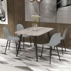Arta Grey Wooden Dining Table 4 Duo Plastic Grey Chairs - UK