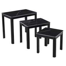Arta Sintered Stone Nest Of 3 Tables In Black - UK