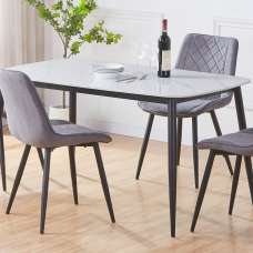 Arta Sintered Stone Rectangular Dining Table - White Gloss - UK