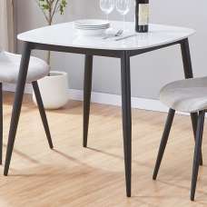 Arta Sintered Stone Square Dining Table - White Gloss - UK