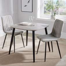 Arta Square Grey Wooden Dining Table 2 Light Grey Straight Chairs - UK