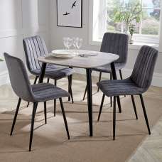 Arta Square Grey Wooden Dining Table 4 Dark Grey Straight Chairs - UK