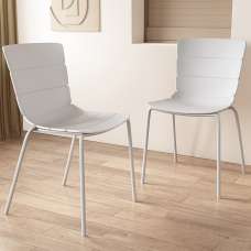 Arta Plastic Dining Chairs In Pair - White - UK