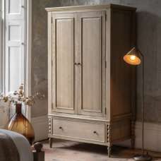 Arta Wooden Wardrobe With 2 Doors 1 Drawer In Natural - UK