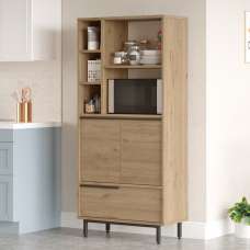 Novaro Wooden Coffee Station Cabinet with 3 Doors 4 Shelf in Walnut - UK