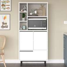 Novaro Wooden Coffee Station Cabinet with 3 Doors 4 Shelf in White - UK
