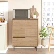 Novaro Wooden Coffee Station Cabinet with 3 Doors in Walnut - UK