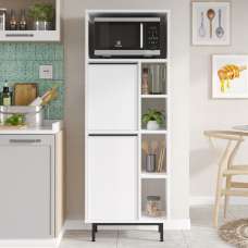 Novaro Wooden Coffee Station Cabinet with 5 Shelf in White - UK