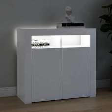 Aurther Wooden Storage Cabinet In White With LED Lights - UK