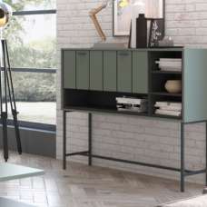 Arthur Wooden Bar Table With 1 Flip Door In Green Grey - UK