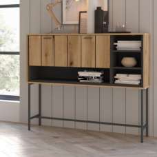 Arthur Wooden Bar Table With 1 Flip Door In Grey Oak - UK