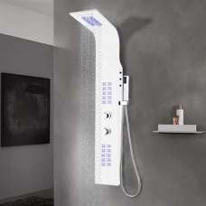 Arvada 4 Modes Shower Panel System With Shower Kit And LED 1300mm Height - White - UK