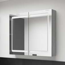 Arvada Bathroom Mirrored Cabinet In Concrete Effect With LED - UK