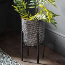 Arvada Small Metal Planter In Black - UK