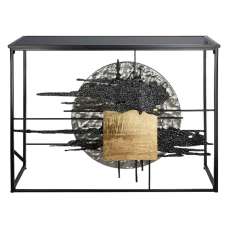Galaxy Art Frame Metal Console Table In Black And Gold - UK