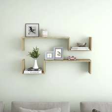 Arzon Set Of 2 Wooden Wall Shelf In Sonoma Oak - UK