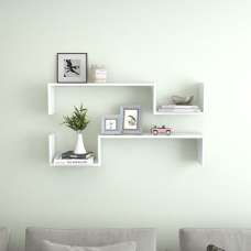 Arzon Set Of 2 Wooden Wall Shelf In White - UK