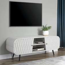 Asaka Wooden TV Stand With 2 Doors In Grey Mist - UK