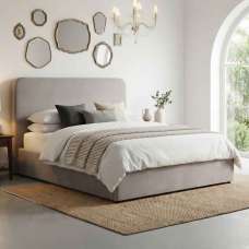 Ascot Fabric Ottoman Storage King Size Bed In Grey - UK