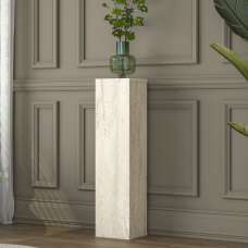 Aserio Large Wooden Side Table in Travertine Marble Effect - UK