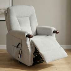 Aseris Fabric Dual Motor Lift Tilt Recliner Chair in Silver - UK