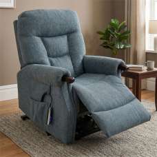 Aseris Fabric Dual Motor Lift Tilt Recliner Chair in Steel - UK