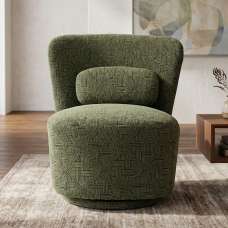 Aseron Fabric Swivel Accent Chair in Olive - UK
