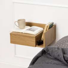 Ashanti Wall Hung Wooden Bedside Cabinet With 1 Shelf In Oak - UK
