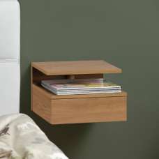 Ashanti Wall Hung Wooden Bedside Cabinet In Matt Oak - UK
