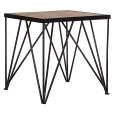 Ashbling Wooden Side Table With Black Metal Frame In Natural - UK