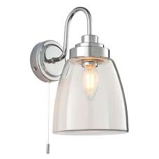 Ashbury Clear Glass Wall Light In Chrome - UK