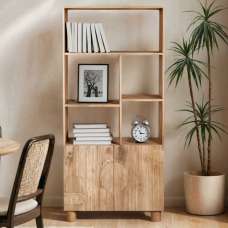 Ashford Wooden Bookcase With 2 Doors In Natural - UK