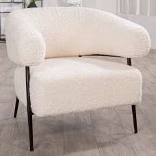 Ashland Fabric Armchair With Black Frame In White - UK