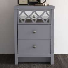 Asmara Wooden Bedside Cabinet With 3 Drawers In Cool Grey - UK