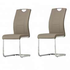 Aspin Latte Faux Leather Dining Chair In A Pair - UK