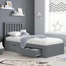 Aspen Wooden Single Bed with 4 Drawers in Grey - UK
