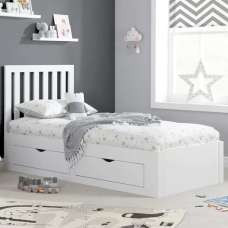 Aspen Wooden Single Bed With 4 Drawers In White - UK