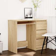 Assago Wooden Laptop Desk With 3 Drawers In Sonoma Oak - UK