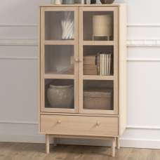 Astonik Wooden Display Cabinet With 2 Doors 1 Drawer In White Oak - UK