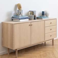 Astonik Wooden Sideboard With 2 Doors 3 Drawers In Oak - UK