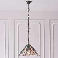 Astoria Medium Tiffany Glass Pendant Light In Dark Bronze - UK