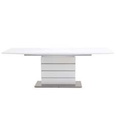Astrid Glass Extendable Dining Table With White High Gloss